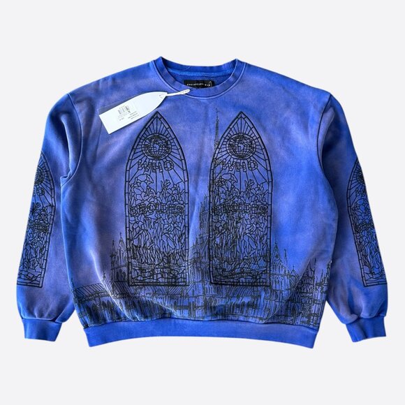 Who Decides War Blue & Black Embroidered Cathedral Sweater